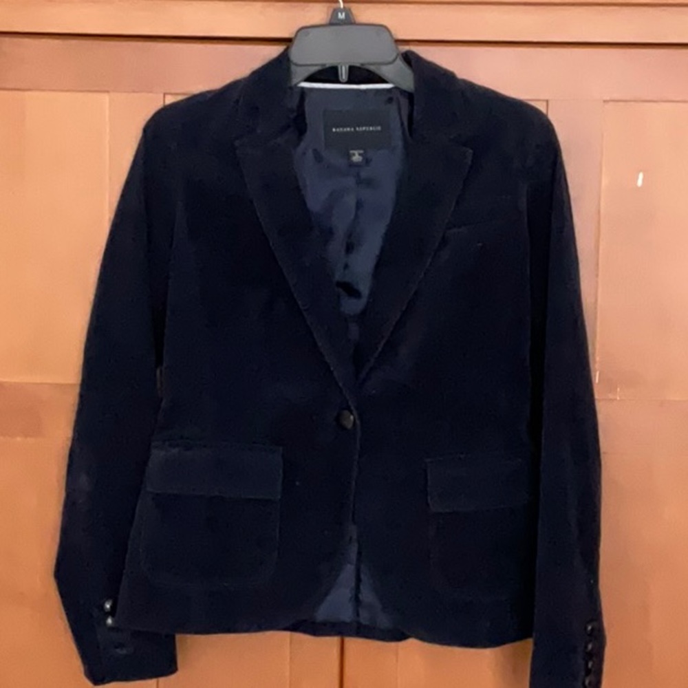 Navy blue stretch corduroy casual blazer